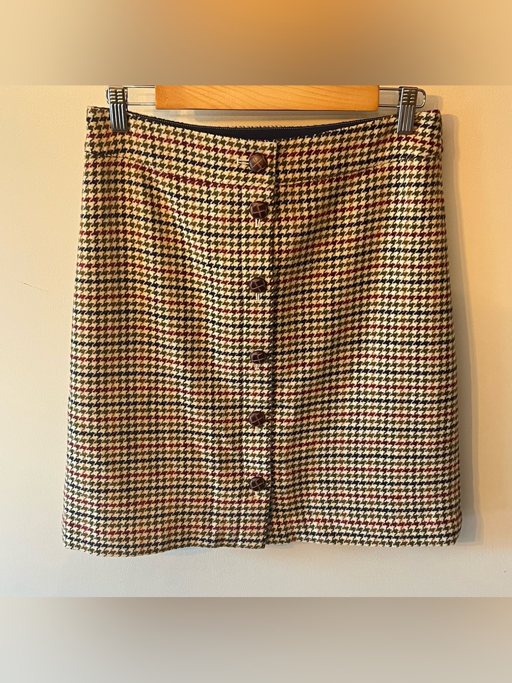 TALBOTS Houndstooth Button Front Wool Blend Skirt Size 6 - Picture 2 of 7